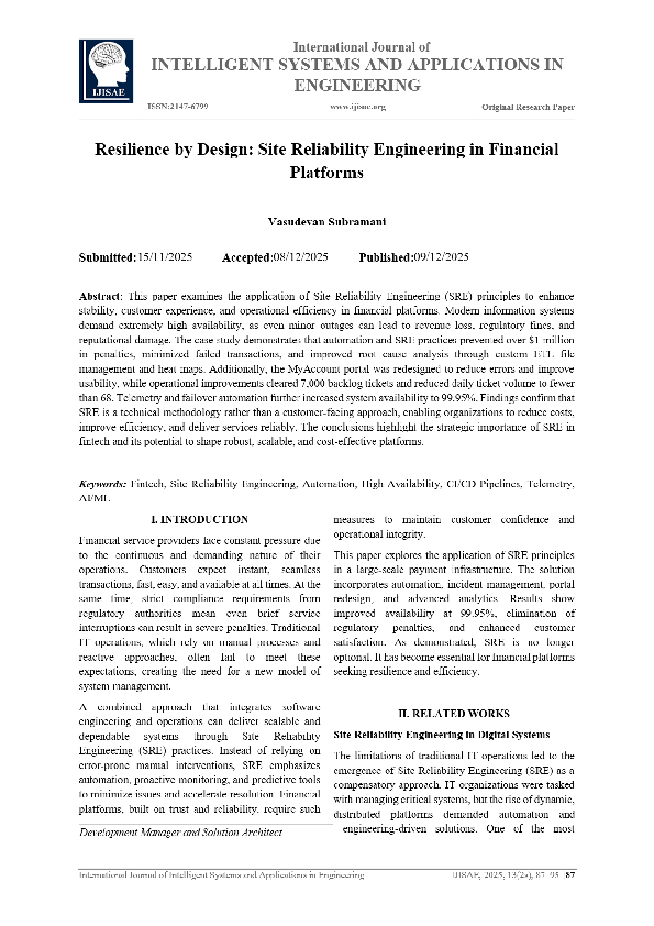 (PDF) Resilience by Design Site Reliability Engineering in Financial ...