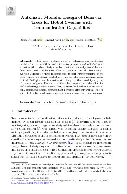 (PDF) Automatic Modular Design of Behavior Trees for Robot Swarms with ...