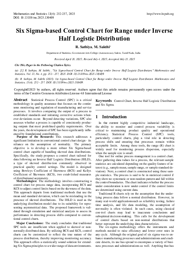 (PDF) Six Sigma-based Control Chart for Range under Inverse Half ...