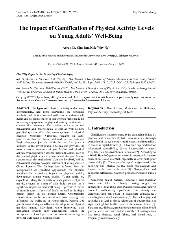 (PDF) The Impact of Gamification of Physical Activity Levels on Young ...