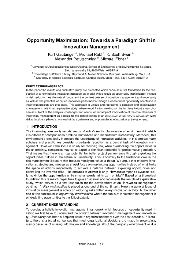 (PDF) Opportunity Maximization: Towards a Paradigm Shift in Innovation ...