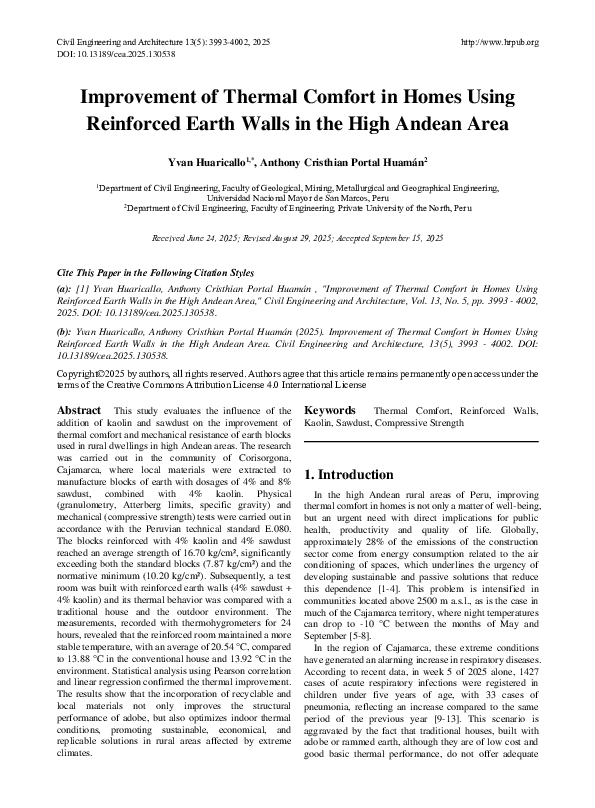 (PDF) Improvement of Thermal Comfort in Homes Using Reinforced Earth ...