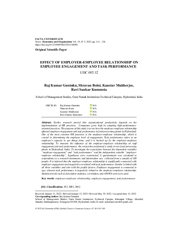 (PDF) Effect of Employer-Employee Relationship on Employee Engagement ...