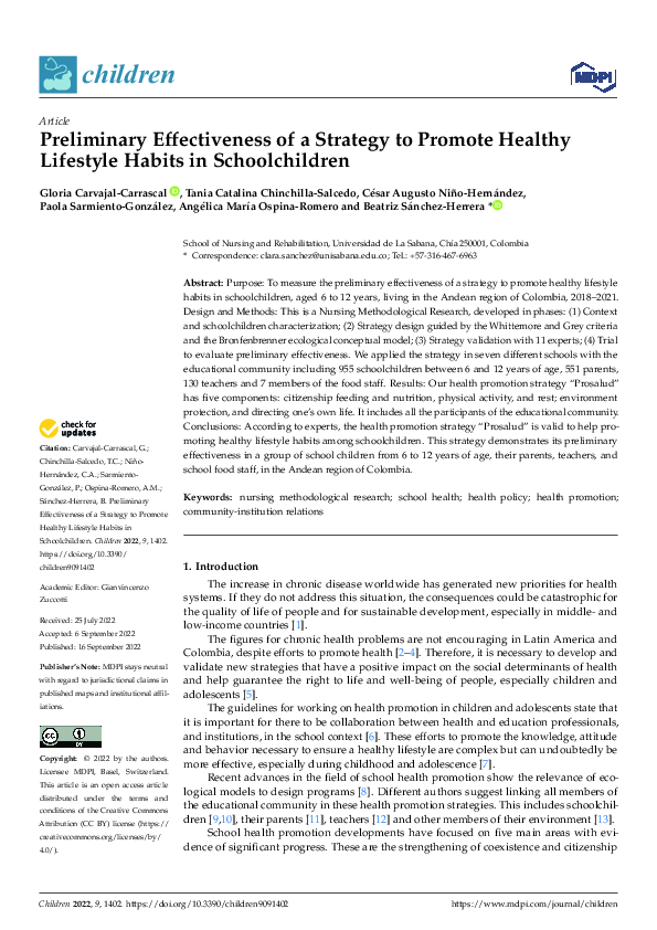(PDF) Preliminary Effectiveness of a Strategy to Promote Healthy ...