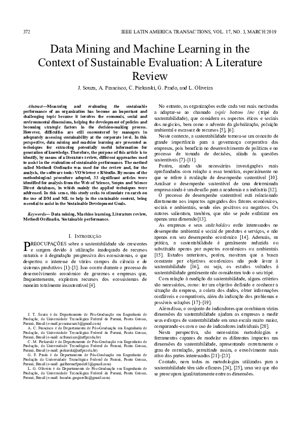 (PDF) Data mining and machine learning in the context of sustainable ...