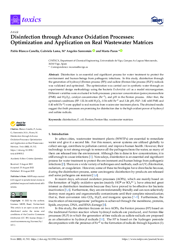 (PDF) Disinfection through Advance Oxidation Processes: Optimization ...