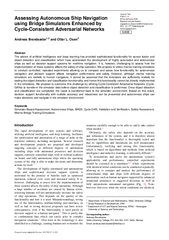 (PDF) Assessing autonomous ship navigation using bridge simulators ...
