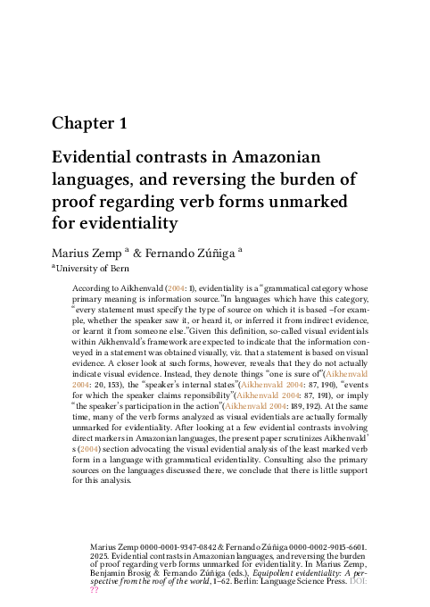 (PDF) Evidential contrasts in Amazonian languages, and reversing the ...