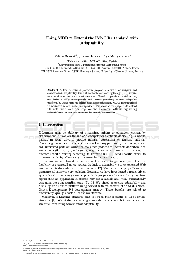 (PDF) Using MDD to Extend the IMS LD Standard with Adaptability