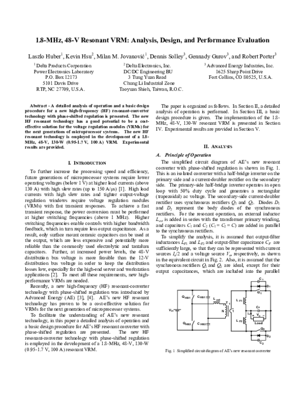 (PDF) 1.8-MHz, 48-V Resonant VRM: Analysis, Design, and Performance ...