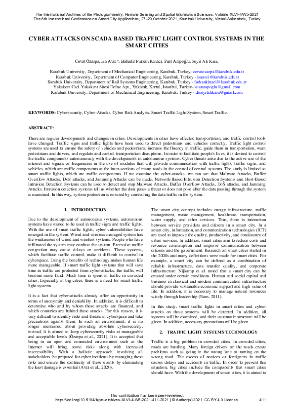 (PDF) Cyber Attacks on Scada Based Traffic Light Control Systems in the ...