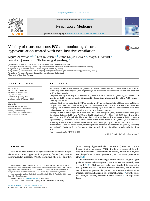 (PDF) Validity of transcutaneous PCO 2 in monitoring chronic ...