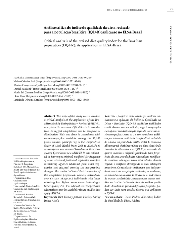 (PDF) [Critical analysis of the revised diet quality index for the ...