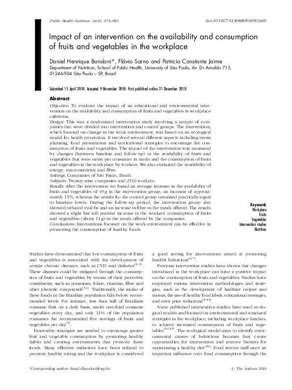 (PDF) Impact of an intervention on the availability and consumption of ...