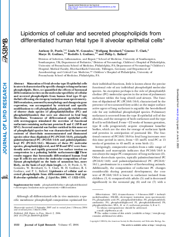 (PDF) Lipidomics of cellular and secreted phospholipids from ...