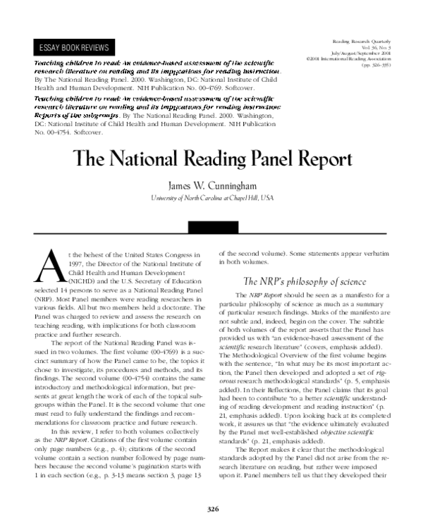 (PDF) The National Reading Panel Report