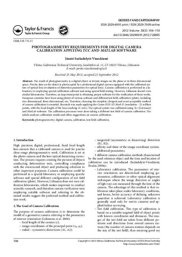 (PDF) Photogrammetry Requirements for Digital Camera Calibration ...