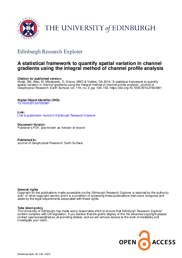 (PDF) A statistical framework to quantify spatial variation in channel ...