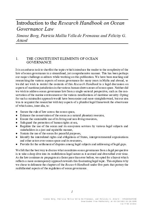 (PDF) Introduction to the Research Handbook on Ocean Governance Law
