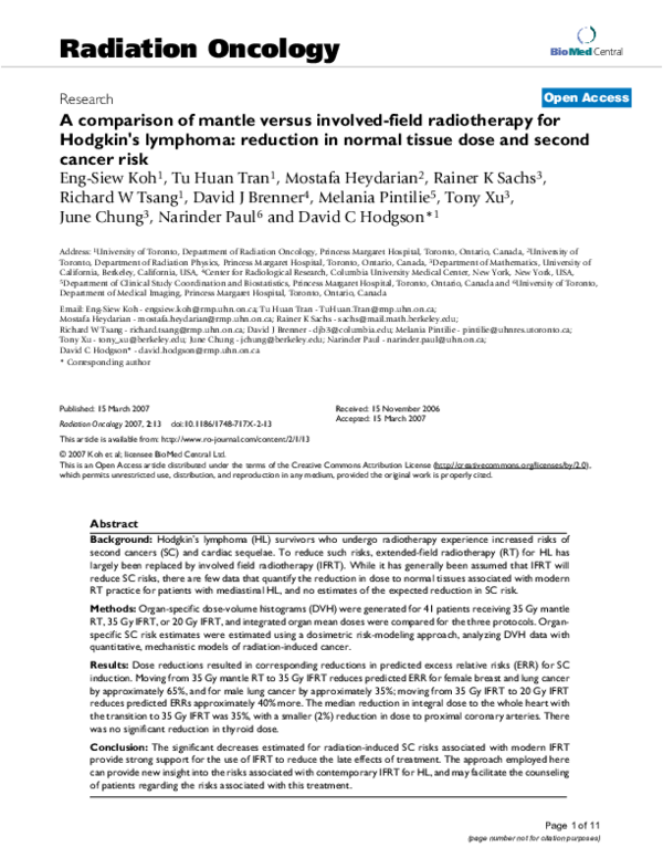 (PDF) A comparison of mantle versus involved-field radiotherapy for ...