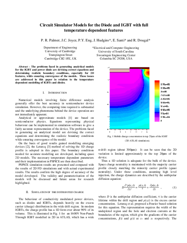 (PDF) Circuit simulator models for the diode and IGBT with full ...