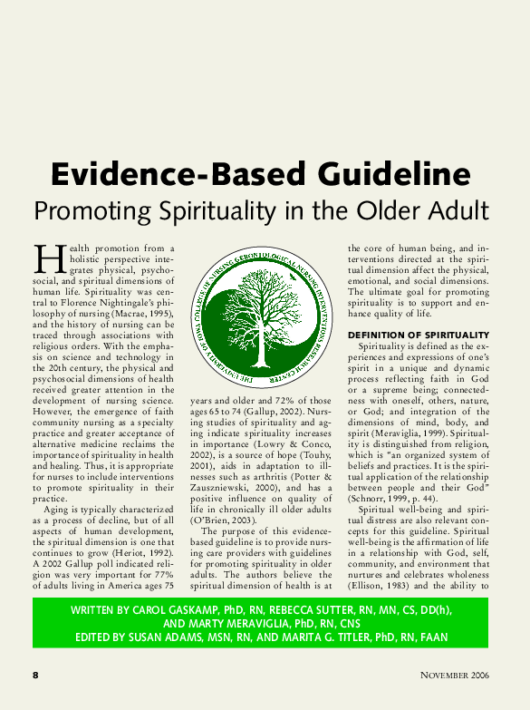 (PDF) Evidence-Based Guideline: Promoting Spirituality in the Older Adult