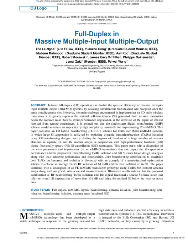(PDF) Full-Duplex in Massive Multiple-Input Multiple-Output