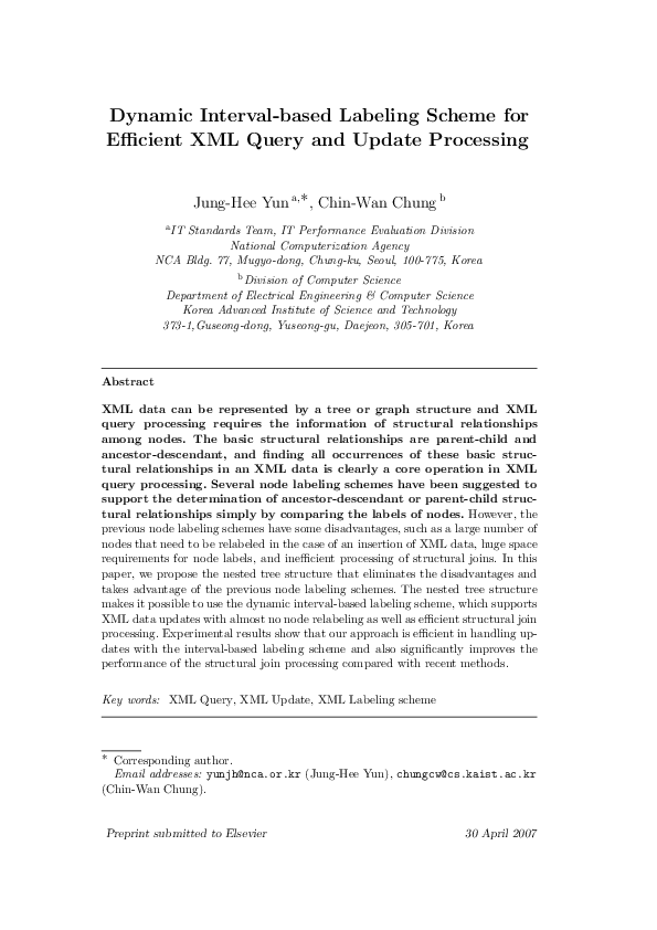 (PDF) Dynamic interval-based labeling scheme for efficient XML query ...
