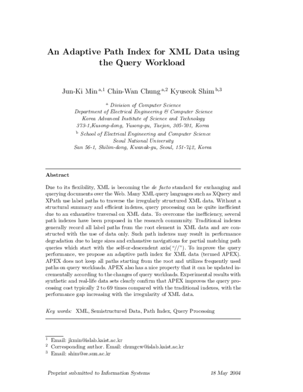 (PDF) An adaptive path index for XML data using the query workload
