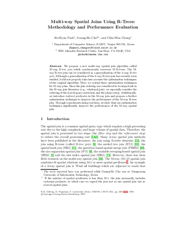 (PDF) Multi-way Spatial Joins Using R-Trees: Methodology and ...