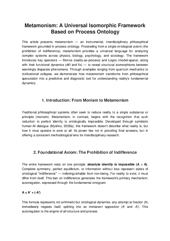 (PDF) Metamonism: A Universal Isomorphic Framework Based on Process ...