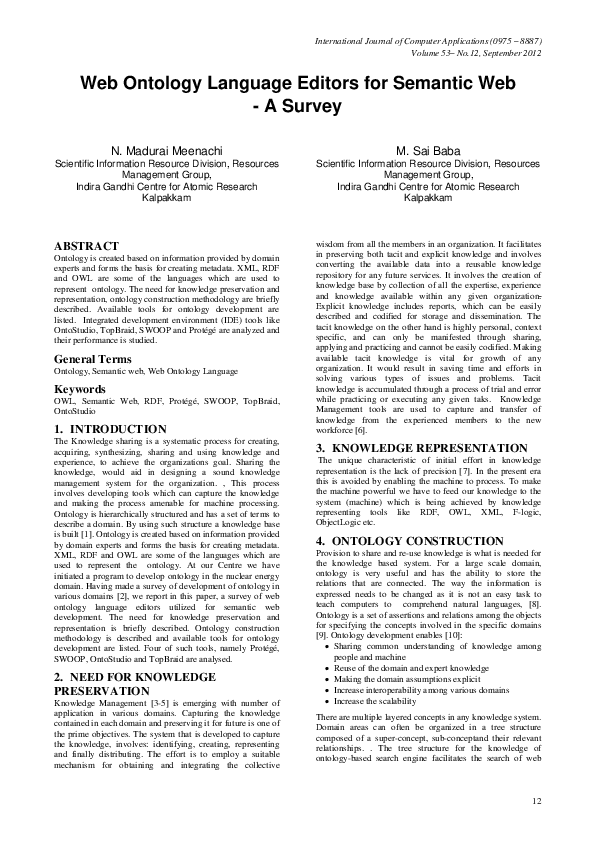 (PDF) Web Ontology Language Editors for Semantic Web- A Survey