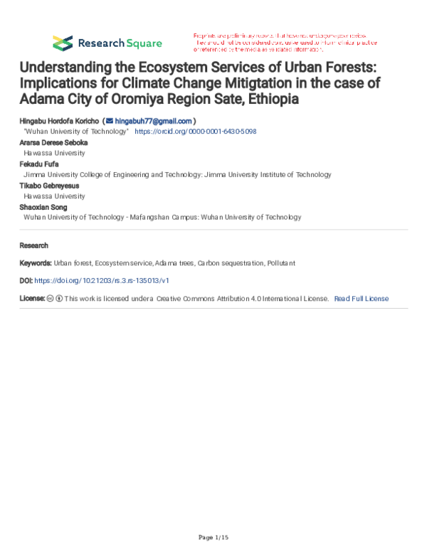 (PDF) Understanding the Ecosystem Services of Urban Forests ...
