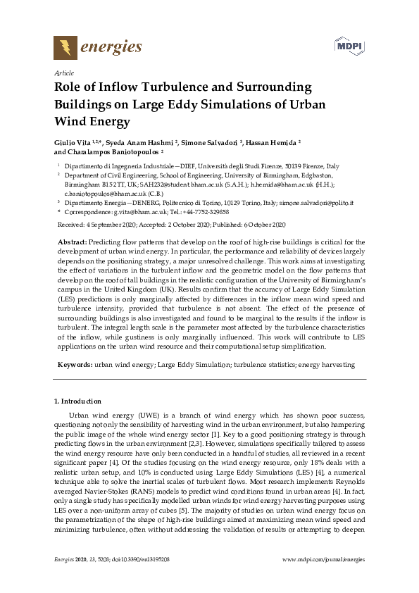 (PDF) Role of Inflow Turbulence and Surrounding Buildings on Large Eddy ...