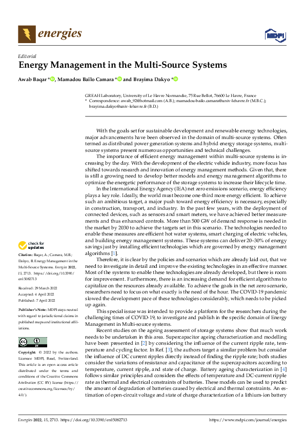 (PDF) Energy Management in the Multi-Source Systems