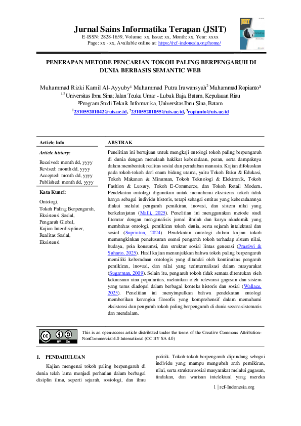 (PDF) Jurnal Sains Informatika Terapan (JSIT