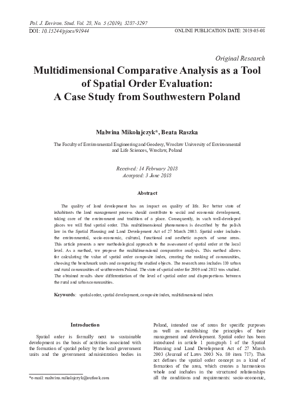 (PDF) Multidimensional Comparative Analysis as a Tool of Spatial Order ...