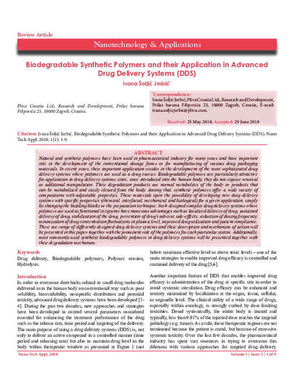(PDF) Biodegradable Synthetic Polymers and their Application in ...