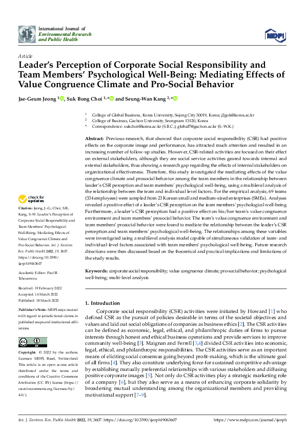 (PDF) Leader’s Perception of Corporate Social Responsibility and Team ...