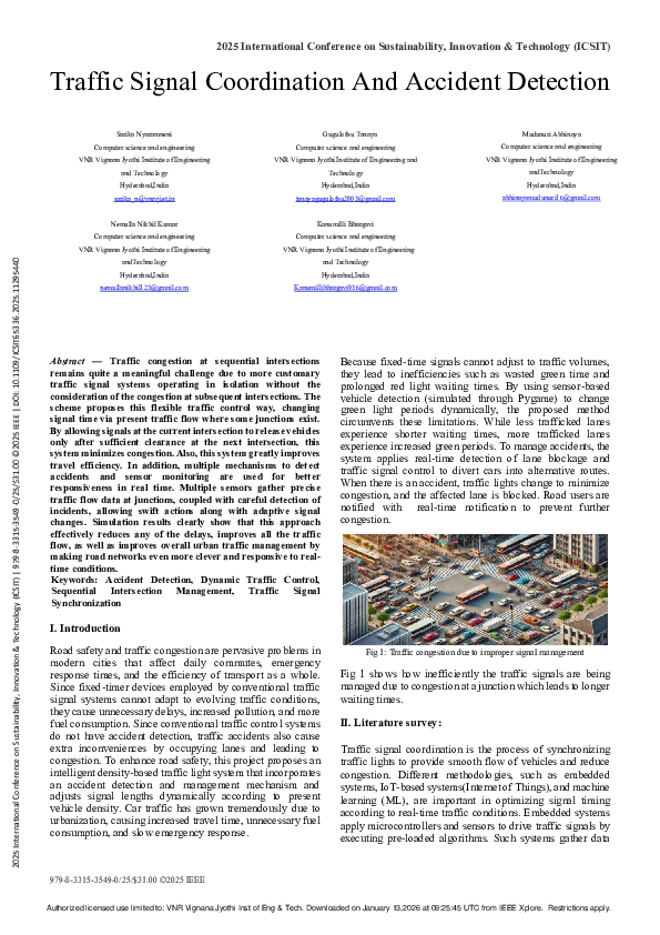 (PDF) Traffic Signal Coordination And Accident Detection