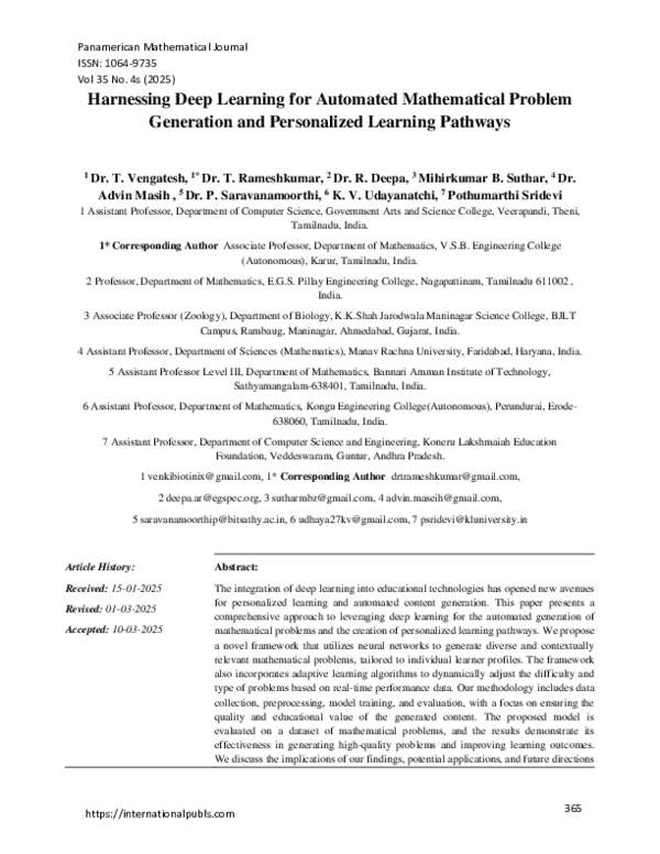 (PDF) Harnessing Deep Learning for Automated Mathematical Problem ...