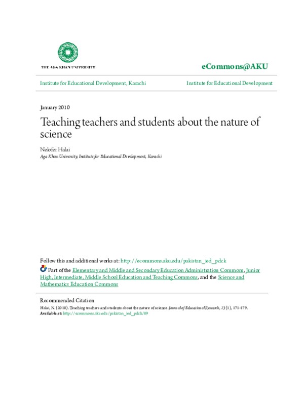 (PDF) Teaching teachers and students about the nature of science