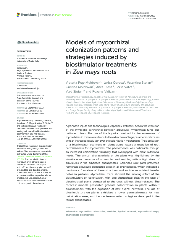 (PDF) Models of mycorrhizal colonization patterns and strategies ...