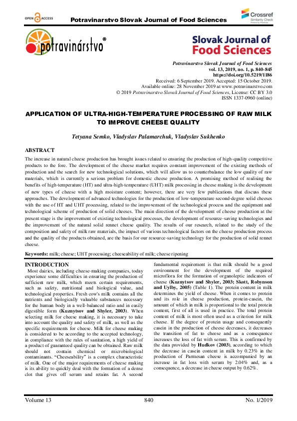 (PDF) Use of ultra-high-temperature processing of raw milk to improve ...