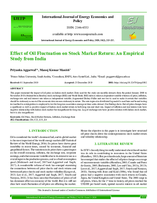 (PDF) Effect of Oil Fluctuation on Stock Market Return: An Empirical ...