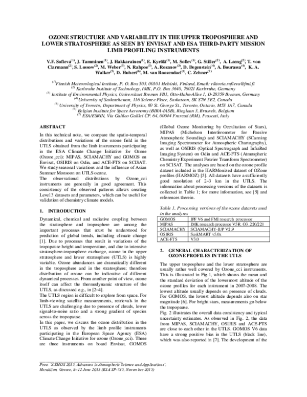 (PDF) Ozone Structure and Variabiligy in the Upper Troposphere and ...