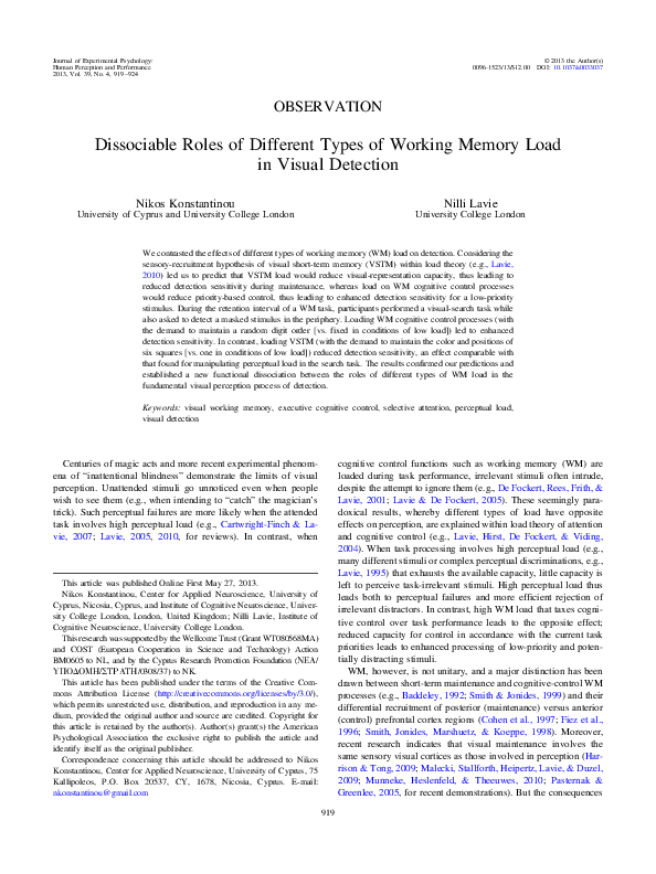 (PDF) Dissociable roles of different types of working memory load in ...