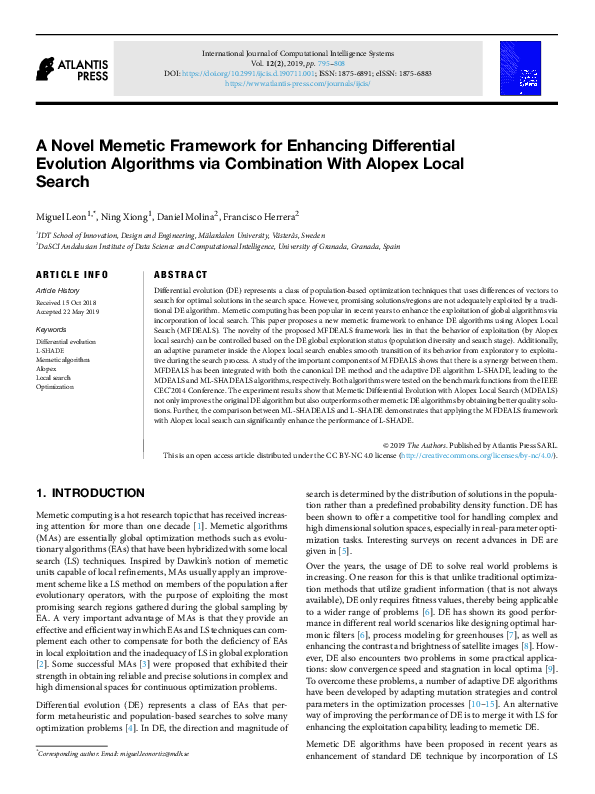 (PDF) A Novel Memetic Framework for Enhancing Differential Evolution ...