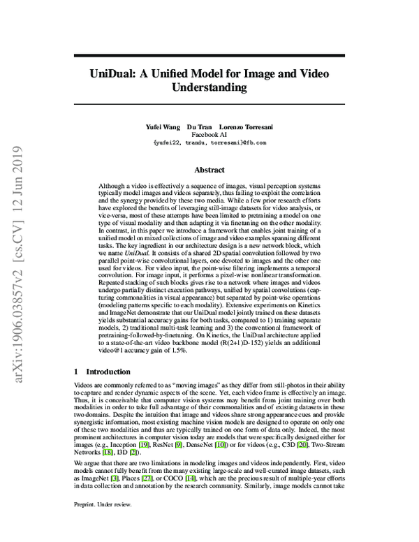 (PDF) UniDual: A Unified Model for Image and Video Understanding