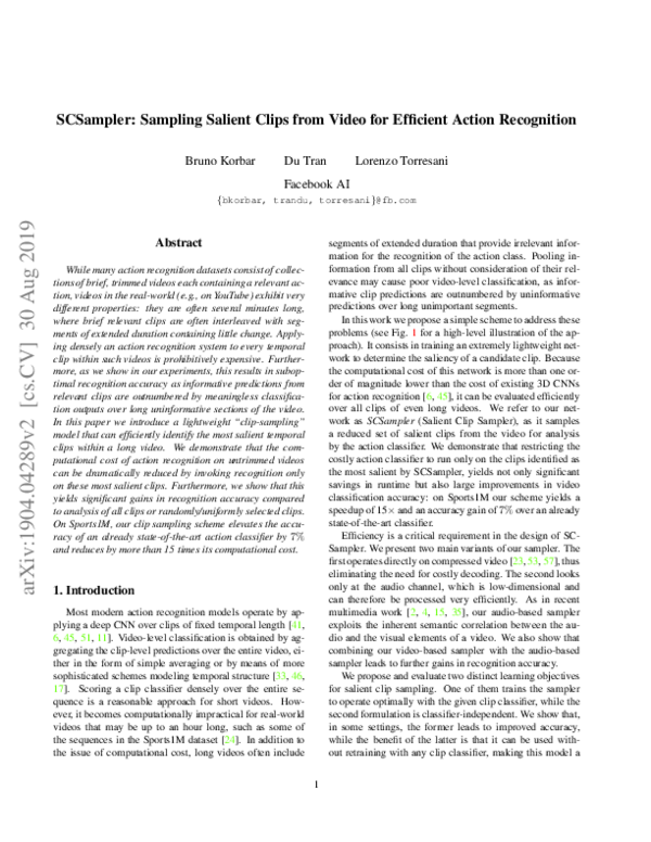 (PDF) SCSampler: Sampling Salient Clips from Video for Efficient Action ...